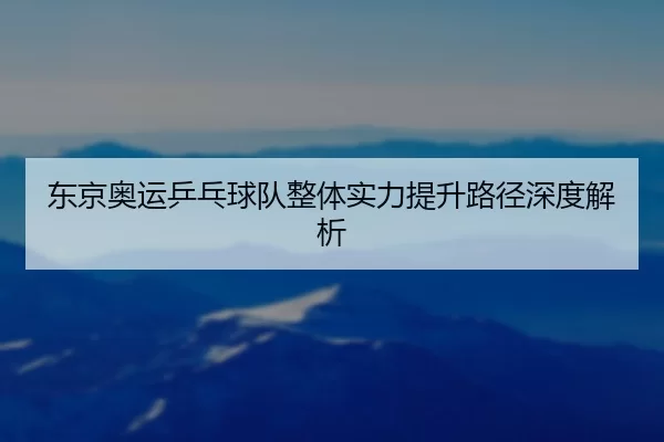 东京奥运乒乓球队整体实力提升路径深度解析